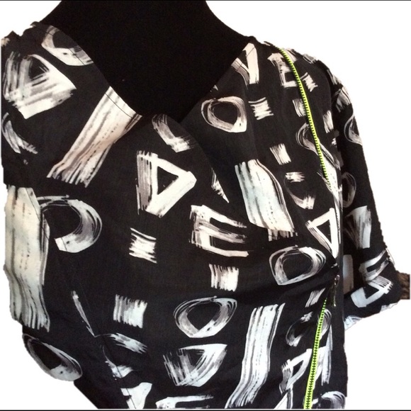 Rachael Roy Faux Wrap Diagonal  Zipper Dress - Picture 5 of 7